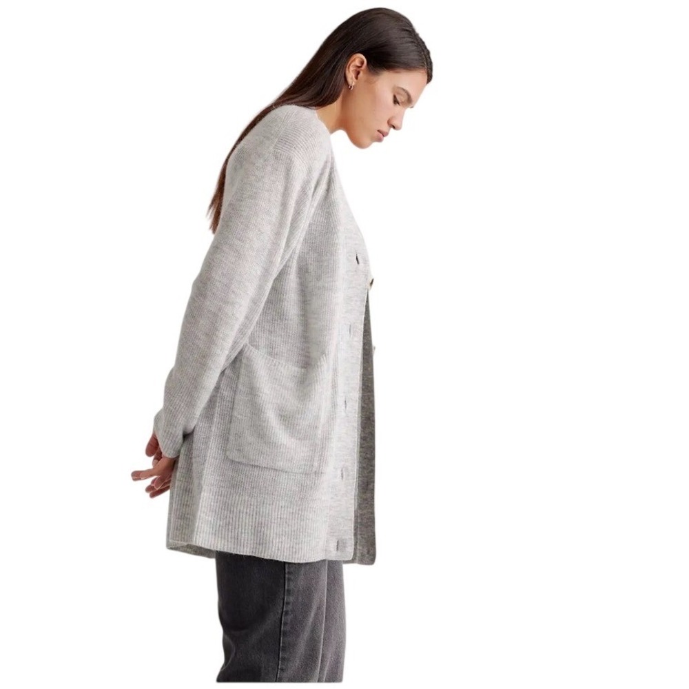 Quince Baby Alpaca Wool Oversized Cardigan Gray Size M Lightweight Soft - Picture 3 of 11